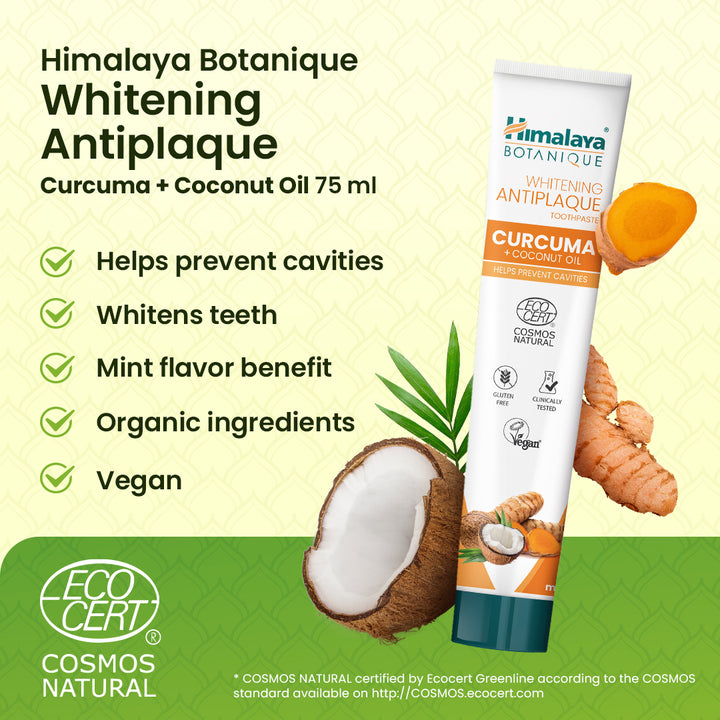 Himalaya Botanique Whitening Antiplaque Zahnpasta Kurkuma + Kokosöl 75 ml