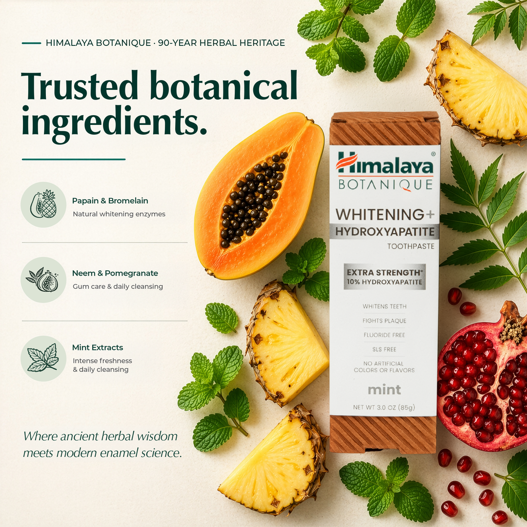 Himalaya Botanique Whitening+ Hydroxyapatit-Zahnpasta – Extra Starke Minze 85g