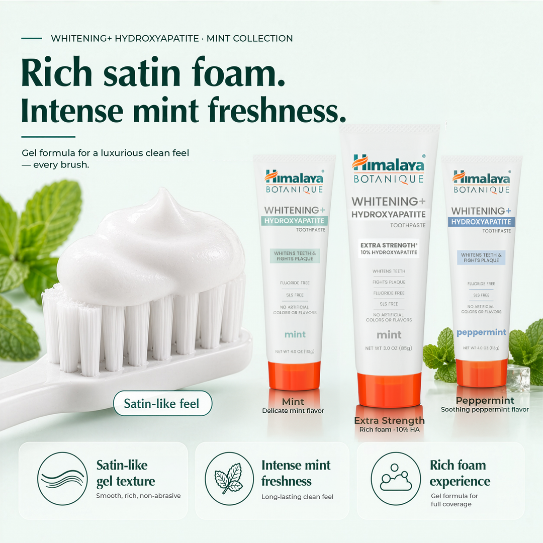 Himalaya Botanique Whitening+ Hydroxyapatit-Zahnpasta – Extra Starke Minze 85g