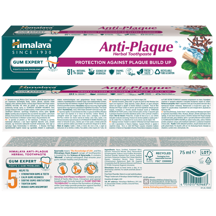 Himalaya Gum Expert Anti-Plaque Kräuterzahnpasta - 75 ml
