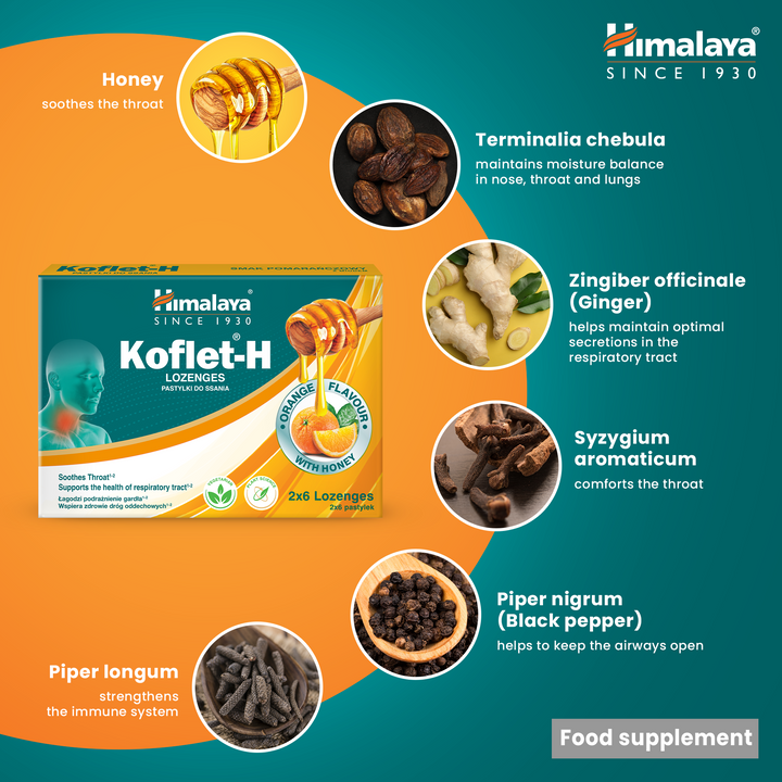 Himalaya Koflet-H Orange - Pastylki do ssania 2x6s