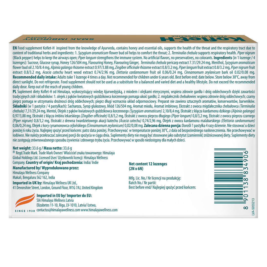 Himalaya Koflet-H Imbirowy - Pastylki 2x6s