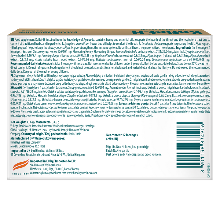 Himalaya Koflet-H Imbirowy - Pastylki 2x6s