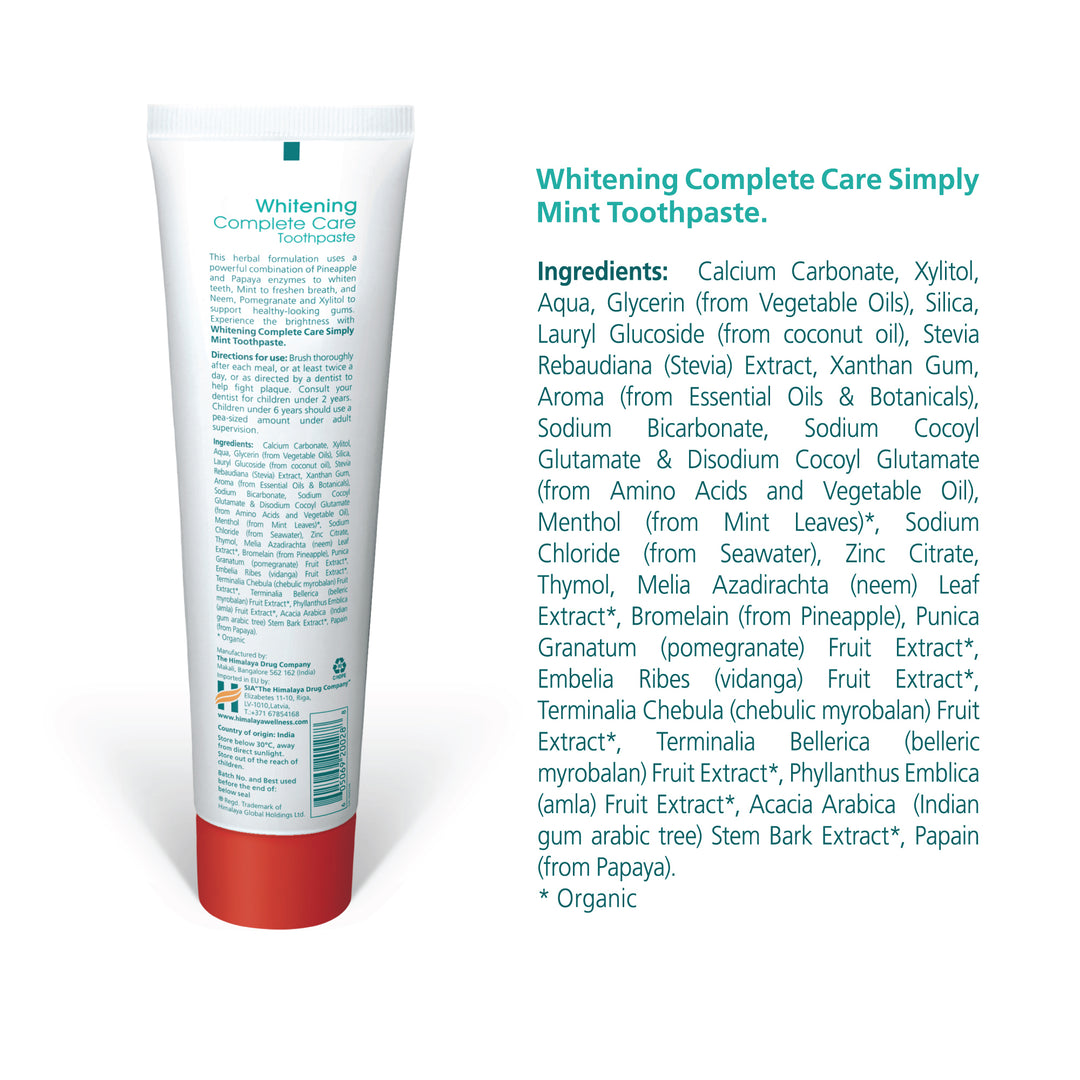 Himalaya BOTANIQUE Whitening Komplettschutz Zahnpasta – Simply Mint – 150g