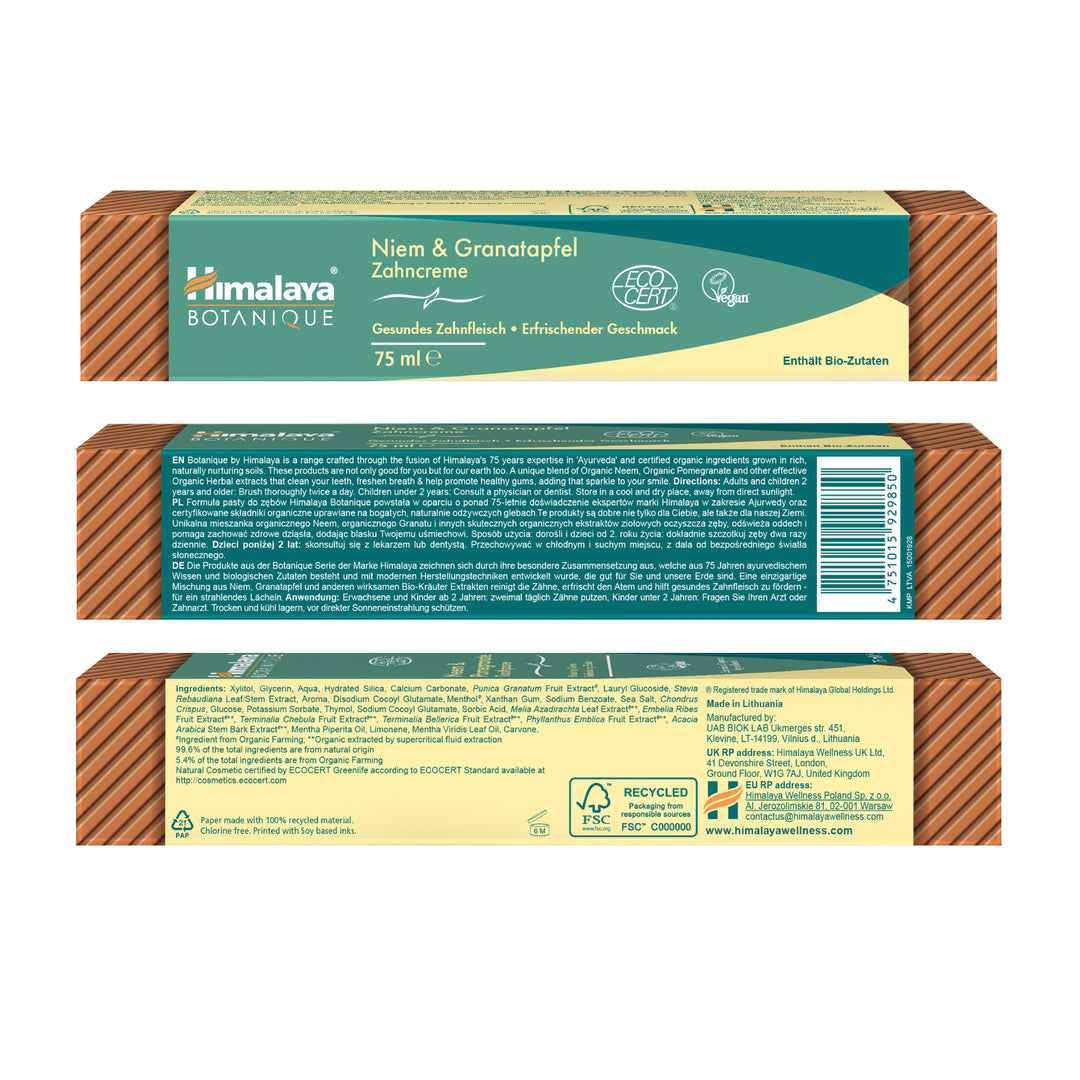 Himalaya Botanique Neem &amp; Granatapfel Zahnpasta 75 ml
