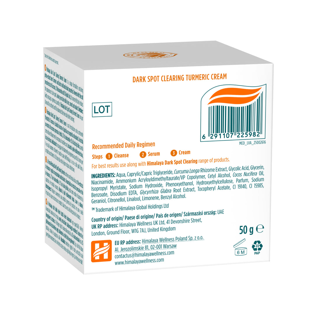 Himalaya Dark Spot Clearing Turmeric Cream 50ml - Box Side 3