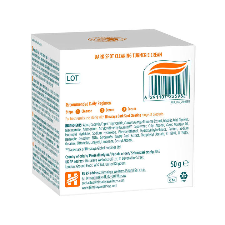 Himalaya Dark Spot Clearing Turmeric Cream 50ml - Box Side 3