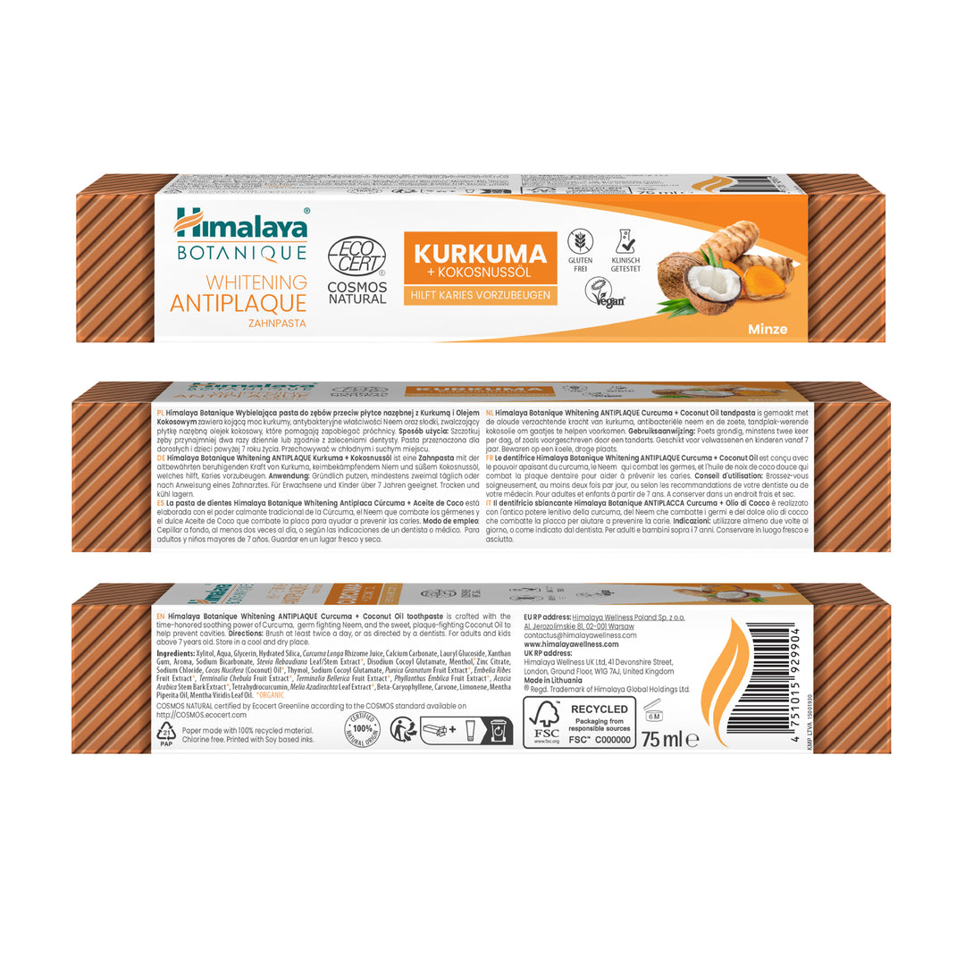 Himalaya Botanique Whitening Antiplaque Zahnpasta Kurkuma + Kokosöl 75 ml