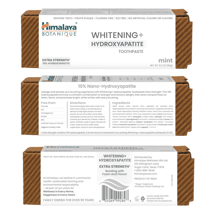 Himalaya Botanique Whitening+ Hydroxyapatit-Zahnpasta – Extra Starke Minze 85g